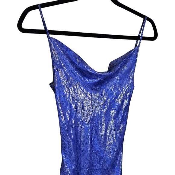 Rat & Boa Sapphire Metallic Snake Print Cowl Neck Slip Maxi Dress - Picture 6 of 16